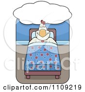 Clipart White Chicken Dreaming Royalty Free Vector Illustration