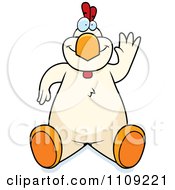 Poster, Art Print Of White Chicken Sitting And Waving