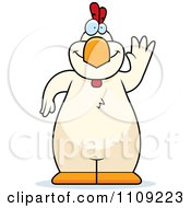Clipart White Chicken Waving Royalty Free Vector Illustration