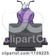 Purple Bug Using A Computer