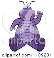 Clipart Purple Bug Sitting And Waving Royalty Free Vector Illustration