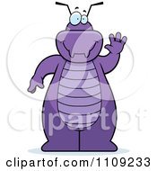 Clipart Purple Bug Waving Royalty Free Vector Illustration by Cory Thoman