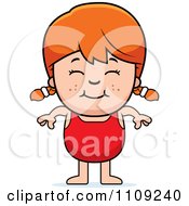 Clipart Happy Red Haired Girl In A Bathing Suit Royalty Free Vector Illustration by Cory Thoman