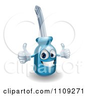 Clipart Happy 3d Compact Screwdriver Character Holding Two Thumbs Up Royalty Free Vector Illustration