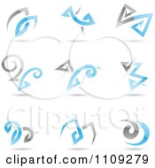 Poster, Art Print Of Blue And Silver Abstract Swirl And Shape Icons