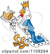 Clipart King Chicken Carrying A Roasted Bird On A Tray Royalty Free Vector Illustration