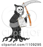 Poster, Art Print Of Grim Reaper Holding A Scythe And Contract