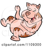 Poster, Art Print Of Laughing Pig Rolling In Mud