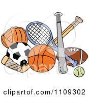 Poster, Art Print Of Baseball Soccer Basketball Hockey Tennis And Football Sports Equipment
