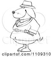 Poster, Art Print Of Outlined Investigator Dog In A Trench Coat