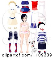 Teenage Girl In Underwear With Apparel And A Dalmatian Puppy