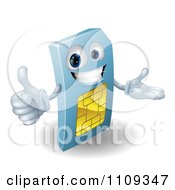 Poster, Art Print Of 3d Blue Sim Card Mascot Holding A Thumb Up