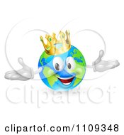 Poster, Art Print Of 3d Happy King Of The World Globe Wearing A Crown