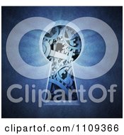 Clipart 3d Key Hole With Gear Cogs On Blue Royalty Free CGI Illustration by Mopic