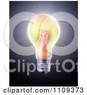 Poster, Art Print Of 3d Power Fist In A Glowing Lightbulb