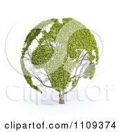 Poster, Art Print Of 3d Leafy World Map On A Tree