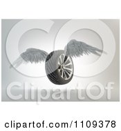 Poster, Art Print Of 3d Winged Tire Flying