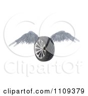 Clipart 3d Winged Wheel Flying Royalty Free CGI Illustration