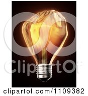Poster, Art Print Of 3d Glowing Fist Shaped Light Bulb