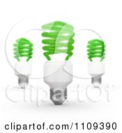 Poster, Art Print Of 3d Green Fluorescent Spiral Light Bulbs