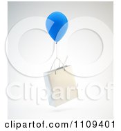 Poster, Art Print Of 3d Shopping Bag Floating With A Blue Balloon