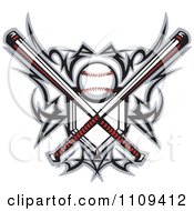 Clipart Tribal Baseball Home Plate With Crossed Bats And Ball Featuring The Sweet Spot Royalty Free Vector Illustration by Chromaco #COLLC1109412-0173