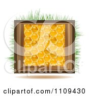 Poster, Art Print Of Honeycomb Square With A Wood Frame And Grass