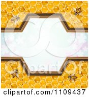 Poster, Art Print Of Frame Of Bees On Honey Combs Over Clovers