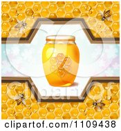 Poster, Art Print Of Honey Bees With A Jar And Pattern Of Clovers