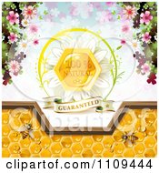 Poster, Art Print Of Bees And Honeycombs With A Natural Label Over Clovers 3