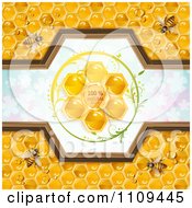 Poster, Art Print Of Bees And Honeycombs With A Natural Label Over Clovers 4
