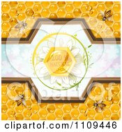 Poster, Art Print Of Bees And Honeycombs With A Natural Label Over Clovers 5