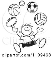 Poster, Art Print Of Black And White Sticker Boy Juggling Balls