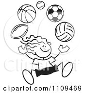 Poster, Art Print Of Black And White Sticker Girl Juggling Balls