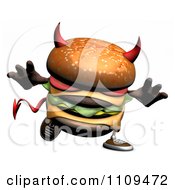 Clipart 3d Devil Cheeseburger Lunging Forward Royalty Free CGI Illustration