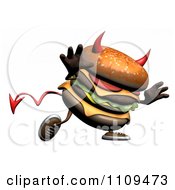 Clipart 3d Devil Cheeseburger Walking Royalty Free CGI Illustration