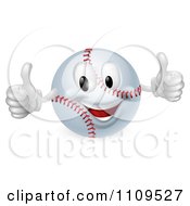 Poster, Art Print Of 3d Happy Baseball Mascot Holding Two Thumbs Up