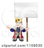 Poster, Art Print Of Happy King Waving And Holding A Sign