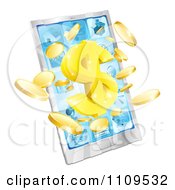 Poster, Art Print Of 3d Smart Cellphone With Coins And A Dollar Symbol Bursting From The Screen