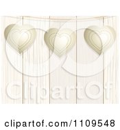 Poster, Art Print Of Metal Hearts Suspended Over White Wood Boards