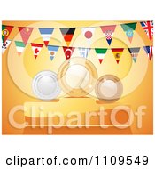 Poster, Art Print Of National Flag Bunting Flags And First Second And Third Place Awards