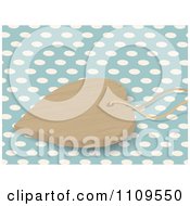 Clipart Wooden Heart And String Over Blue With Polka Dots Royalty Free Vector Illustration