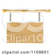 Clipart 3d Wooden Shingle Sign With Snow Royalty Free Vector Illustration