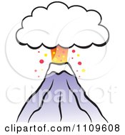 Poster, Art Print Of Volcano Erupting With An Ash Cloud Frame
