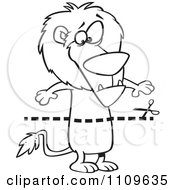 Clipart Outlined Dotted Lion Coupon Streak And Scissors Royalty Free Vector Illustration