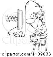Poster, Art Print Of Outlined Man Attached To An E Learning Machine