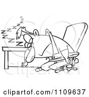 Clipart Outlined Exhausted Man Dozing At His Desk Royalty Free Vector Illustration by toonaday