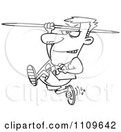 Clipart Outlined Olympics Track And Field Javelin Thrower Man Royalty Free Vector Illustration