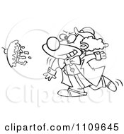 Clipart Outlined Clown Throwing A Pie Royalty Free Vector Illustration