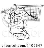Poster, Art Print Of Outlined Stressed Businessman Viewing A Recession Chart